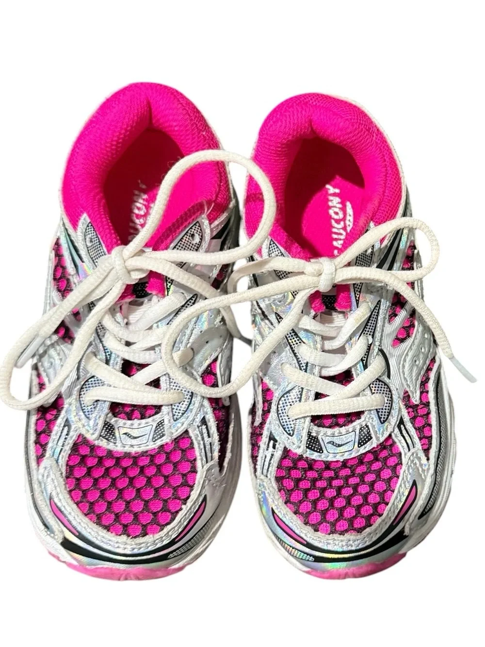 Saucony Omni 9 Pink White Silver Girls Sneakers Grade School Size 9 Y2K Running